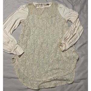 Gimmicks BKE Buckle lace top Small‎ Ivory romantic victorian knit sleeve
